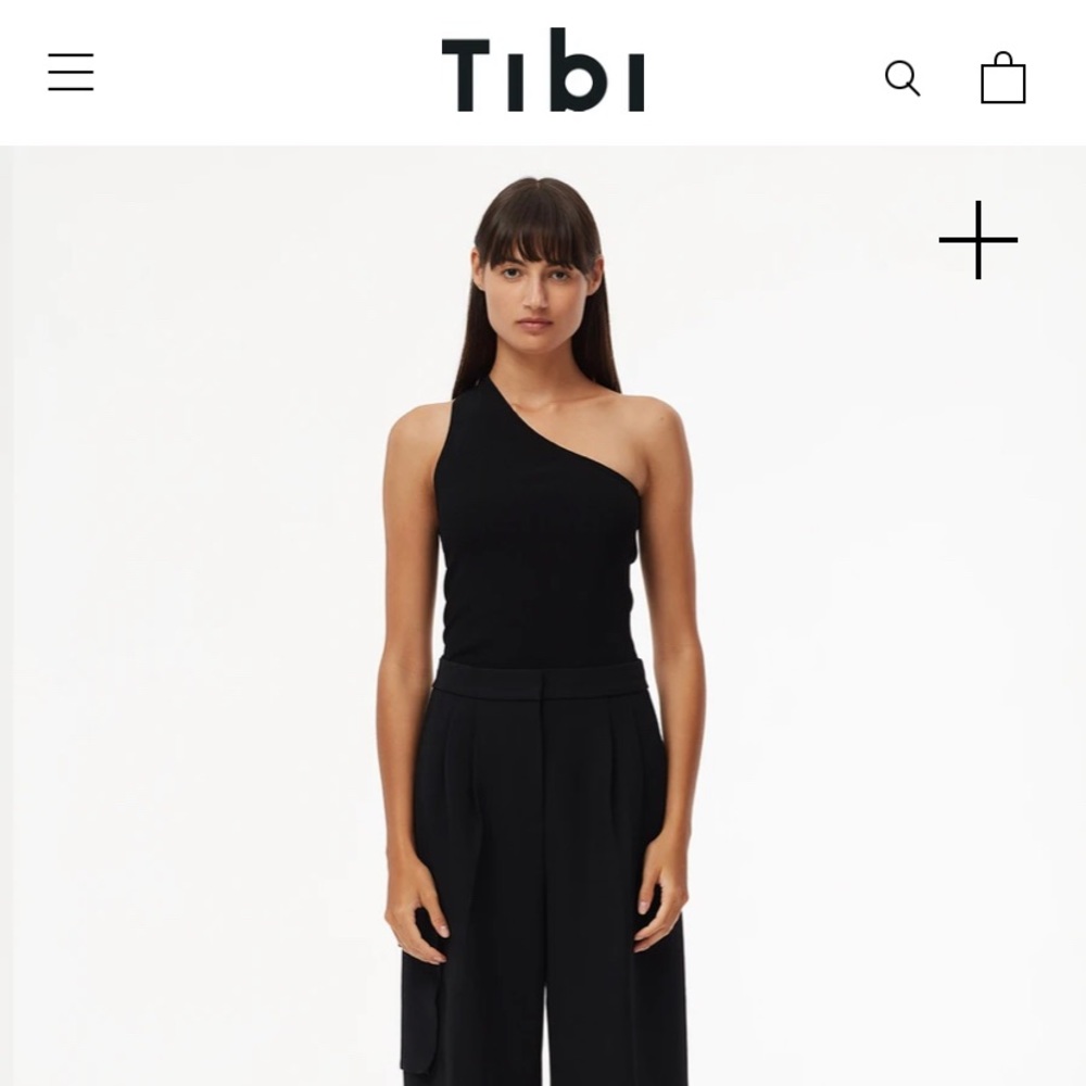 Tibi Giselle One Shoulder Cami Black Size M